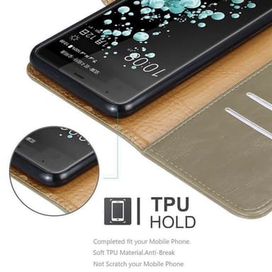 HTC U ULTRA lommebokdeksel etui (brun)