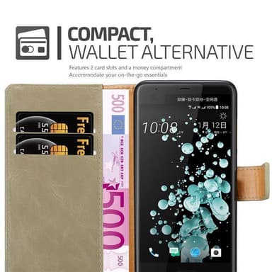 HTC U ULTRA lommebokdeksel etui (brun)