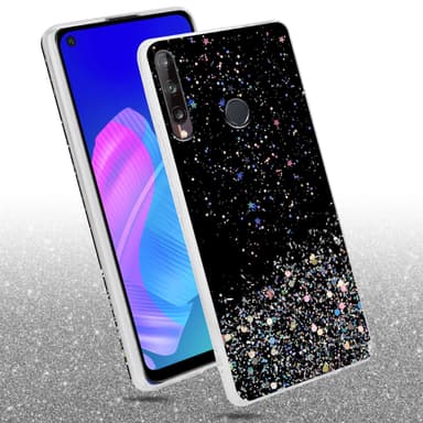 Huawei P40 LITE E Silikondeksel Glitter (Svart)