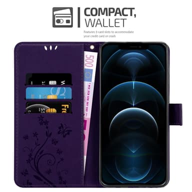 iPhone 13 PRO MAX lommebokdeksel Blomster (lilla)