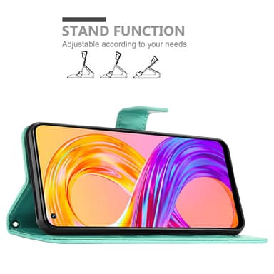 Realme 8 4G / 8 PRO lommebokdeksel Blomster (turkis)