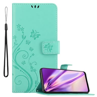 Realme 8 4G / 8 PRO lommebokdeksel Blomster (turkis)