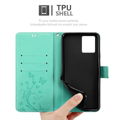 Realme 8 4G / 8 PRO lommebokdeksel Blomster (turkis)