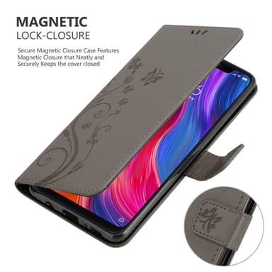 Xiaomi Mi 8 lommebokdeksel Blomster (grå)