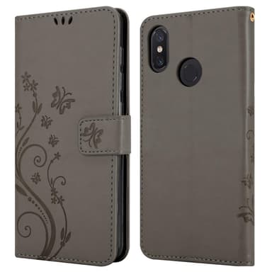 Xiaomi Mi 8 lommebokdeksel Blomster (grå)