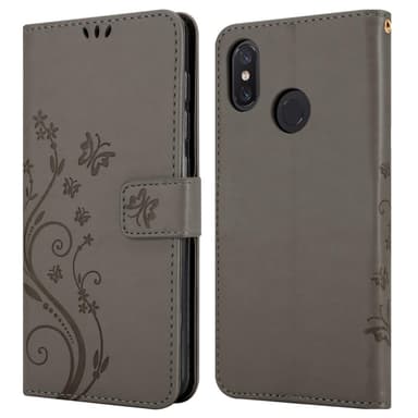 Xiaomi Mi 8 lommebokdeksel Blomster (grå)