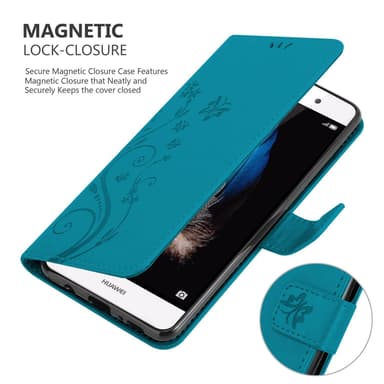 Huawei P8 LITE 2015 lommebokdeksel Blomster (blå)
