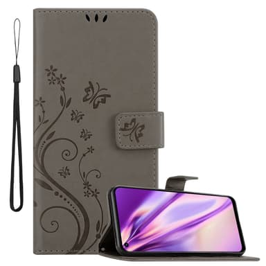 Realme 8i / Narzo 50 4G lommebokdeksel Blomster (grå)