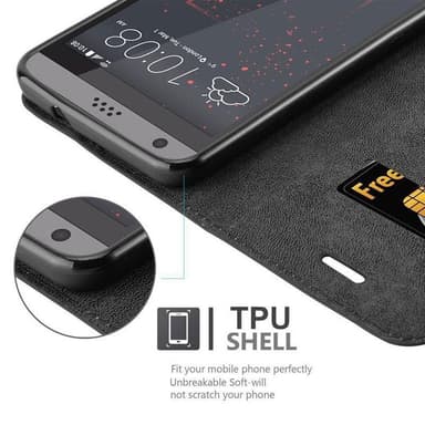 HTC Desire 530 / 630 lommebokdeksel case (svart)