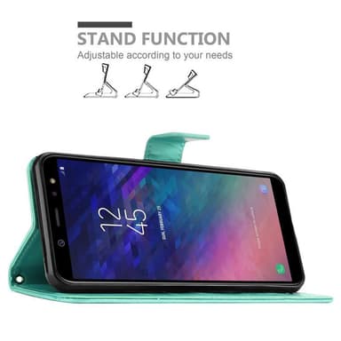Samsung Galaxy A6 2018 lommebokdeksel Blomster (turkis)
