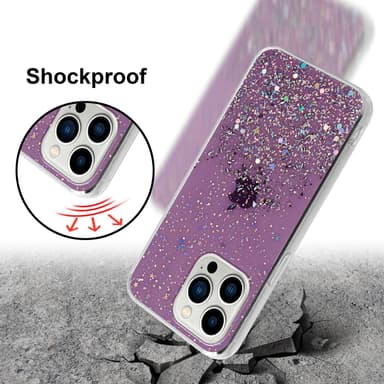 iPhone 13 PRO Silikondeksel Glitter (lilla)