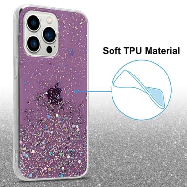 iPhone 13 PRO Silikondeksel Glitter (lilla)