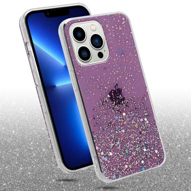 iPhone 13 PRO Silikondeksel Glitter (lilla)