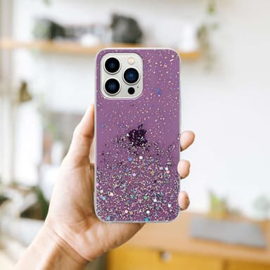 iPhone 13 PRO Silikondeksel Glitter (lilla)
