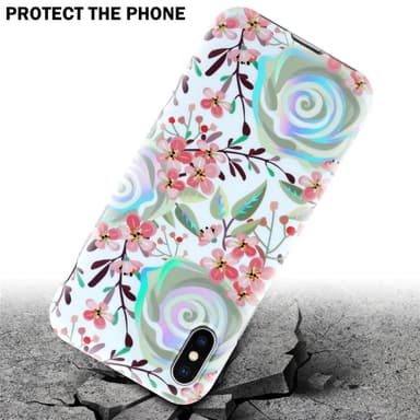 iPhone X / XS lommebokdeksel Blomster (hvit)