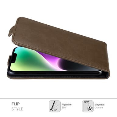 iPhone 14 PLUS deksel flip cover (brun)