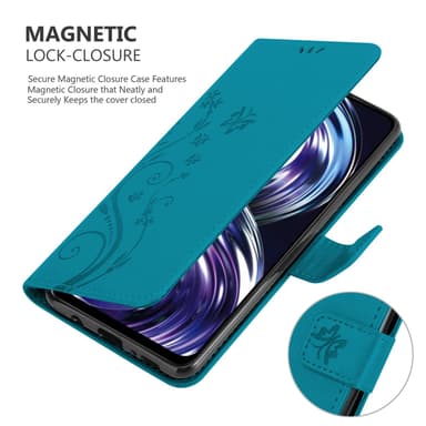 Realme 8i / Narzo 50 4G lommebokdeksel Blomster (blå)