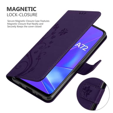 Oppo A72 lommebokdeksel Blomster (lilla)