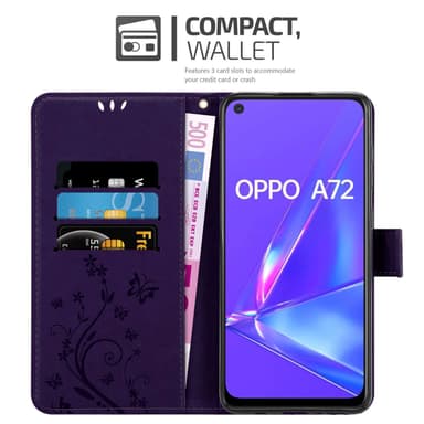 Oppo A72 lommebokdeksel Blomster (lilla)