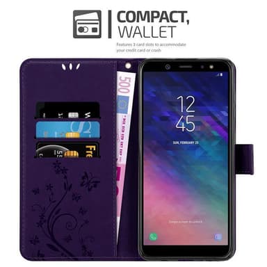 Samsung Galaxy A6 2018 lommebokdeksel Blomster (lilla)