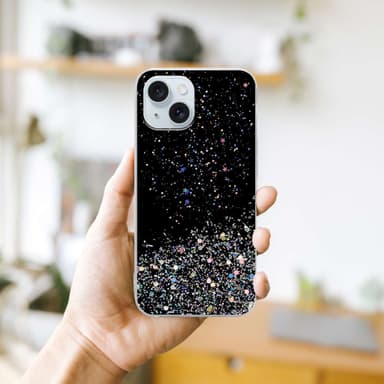 iPhone 15 Silikondeksel Glitter (Svart)