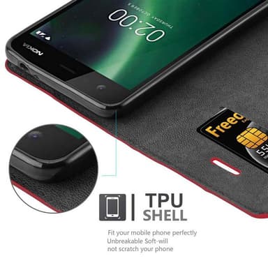 Nokia 2 2017 lommebokdeksel case (rød)
