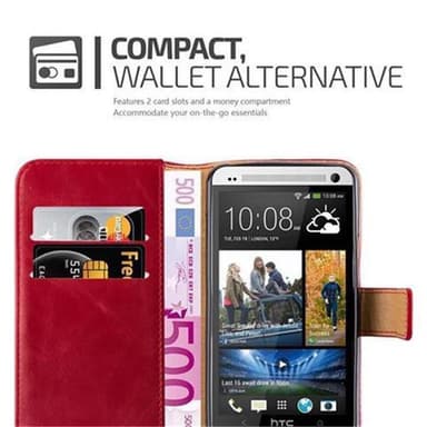 HTC ONE M7 lommebokdeksel etui (rød)