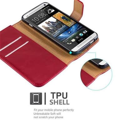 HTC ONE M7 lommebokdeksel etui (rød)