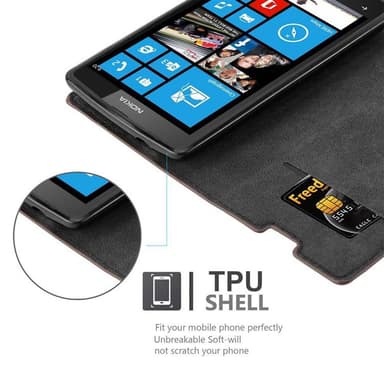 Nokia Lumia 520 / 521 lommebokdeksel case (brun)