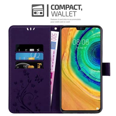 Huawei MATE 30 lommebokdeksel Blomster (lilla)