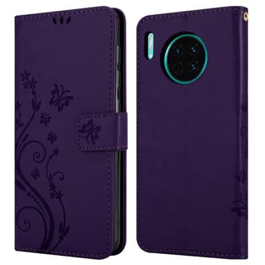 Huawei MATE 30 lommebokdeksel Blomster (lilla)