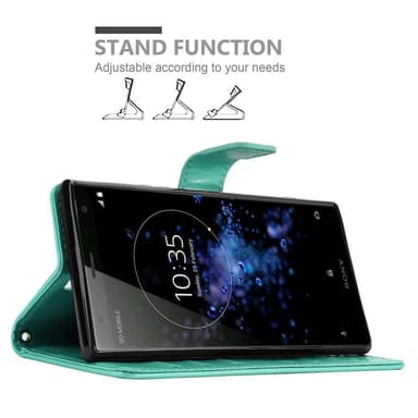 Sony Xperia XZ2 lommebokdeksel Blomster (turkis)