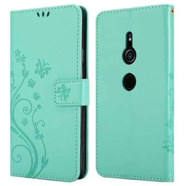 Sony Xperia XZ2 lommebokdeksel Blomster (turkis)