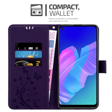 Huawei P40 LITE E lommebokdeksel Blomster (lilla)