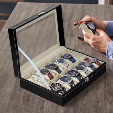 Klokkeboks Vitrine med 12 rom Klokkeboks med glasslokk