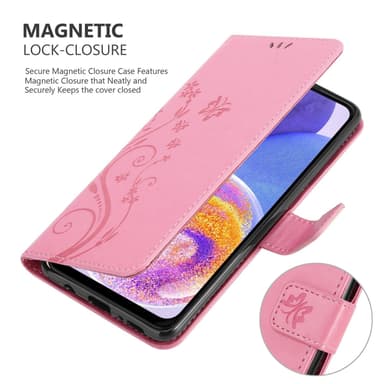 Samsung Galaxy A23 4G lommebokdeksel Blomster (rosa)