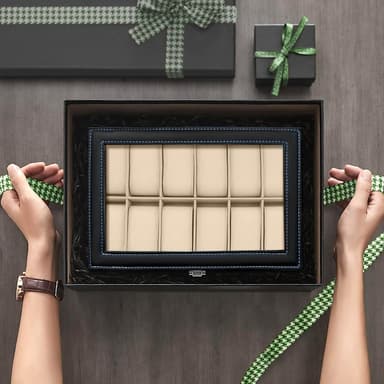 Klokkeboks Vitrine med 12 rom Klokkeboks med glasslokk