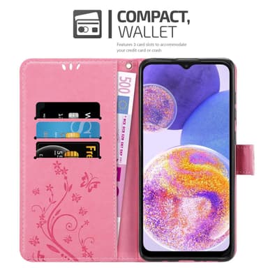 Samsung Galaxy A23 4G lommebokdeksel Blomster (rosa)