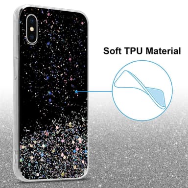 iPhone X / XS Silikondeksel Glitter (svart)