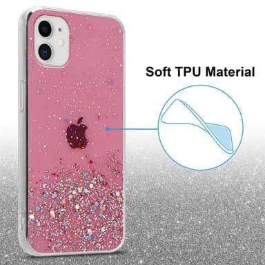 iPhone 11 PRO Silikondeksel Glitter (rosa)