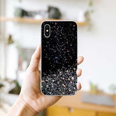 iPhone X / XS Silikondeksel Glitter (svart)