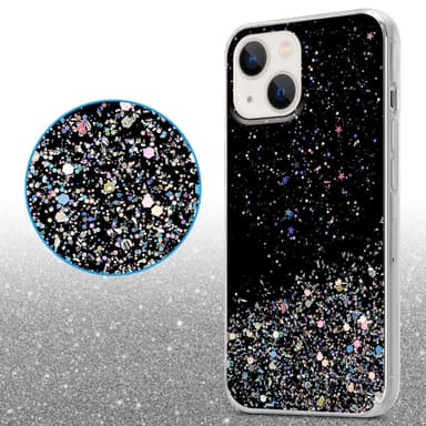 iPhone 14 Silikondeksel Glitter (svart)