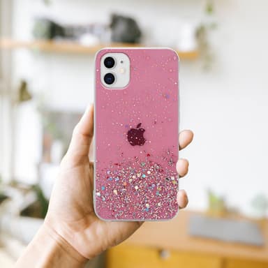 iPhone 11 PRO Silikondeksel Glitter (rosa)