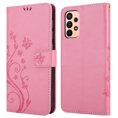 Samsung Galaxy A23 4G lommebokdeksel Blomster (rosa)