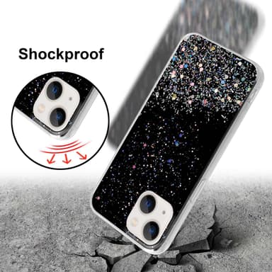 iPhone 14 Silikondeksel Glitter (svart)