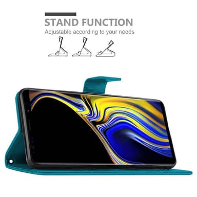 Samsung Galaxy NOTE 9 lommebokdeksel Blomster (blå)
