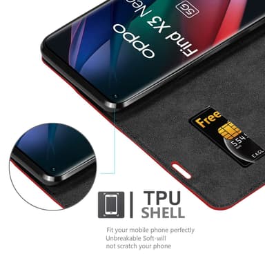 Oppo FIND X3 NEO lommebokdeksel case (rød)