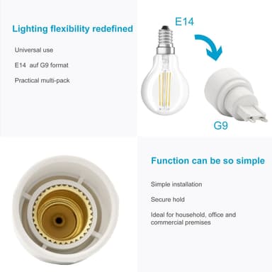 Lampeadapter for omformatering av 4x sett (E40 til E27)