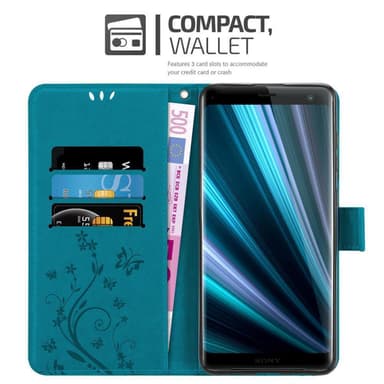Sony Xperia XZ3 lommebokdeksel Blomster (blå)
