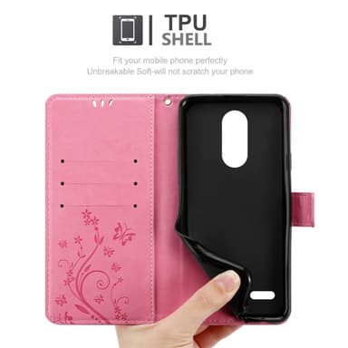LG K8 2018 / K9 2018 lommebokdeksel Blomster (rosa)